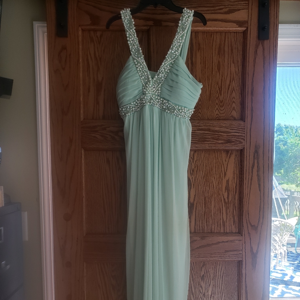 Formal Gown, Mint Green, Embellished